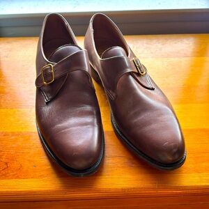 Peal & Co Brooks Brothers Brown Single Monk Strap Dress Shoes Size 9.5 D